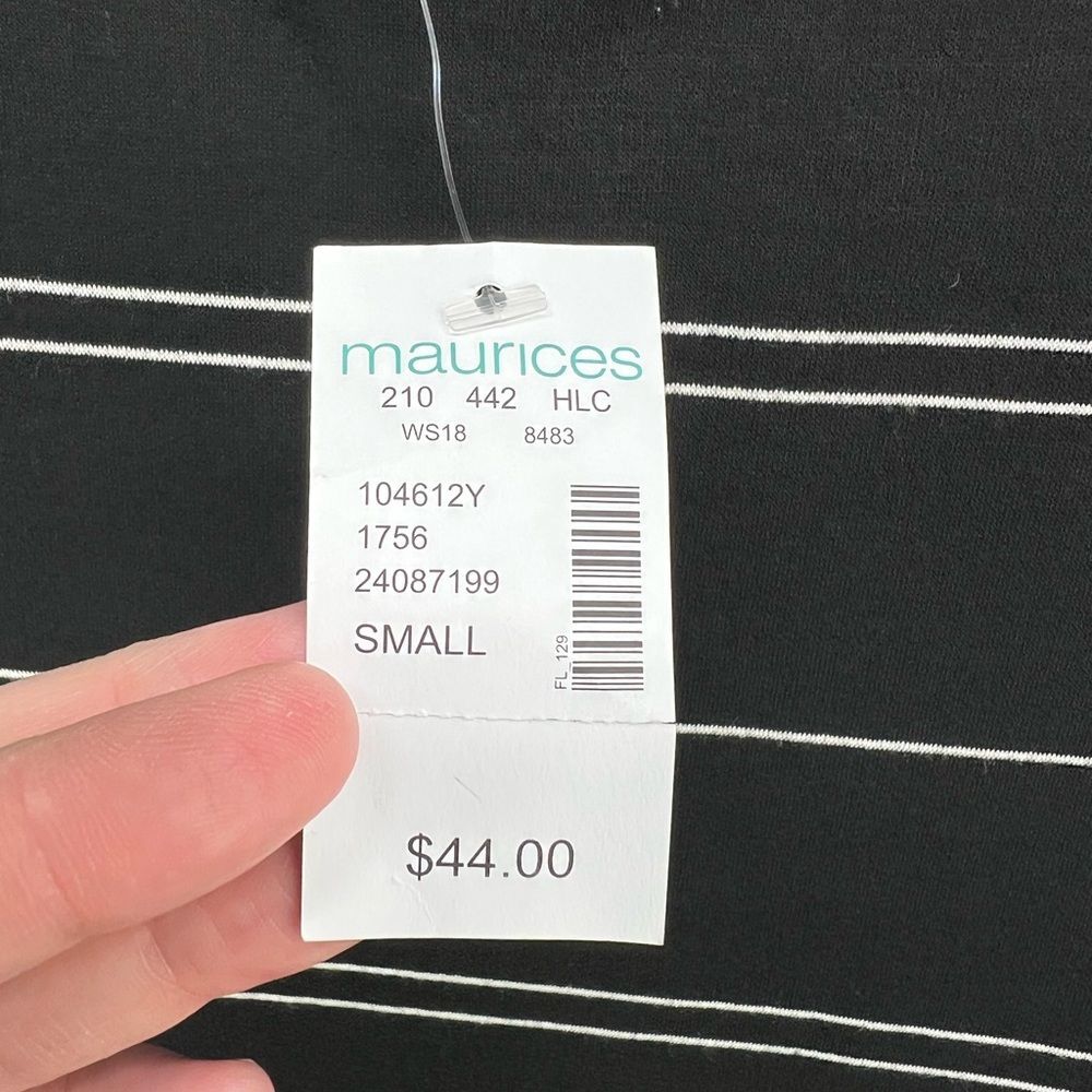 Maurices Long Sleeve Black Striped Crew Neck Lattice Back T Shirt Dress SM - Picture 3 of 6
